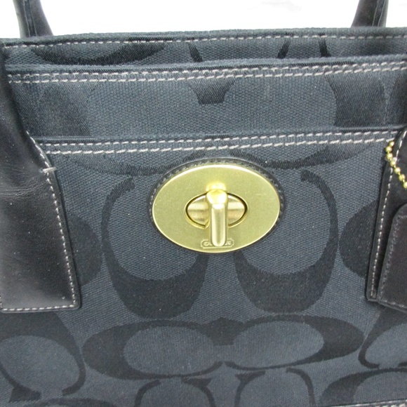 Coach Black Canvas and Leather Medium Shoulder Bag - Picture 4 of 8